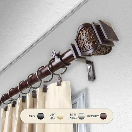 KD ENCIMERA 1 in. Harrison Curtain Rod with 66 to 120 in. Extension, Mahogany KD3739788